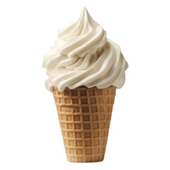 Isolated Ice Cream Cone with Swirled Vanilla Soft Serve.