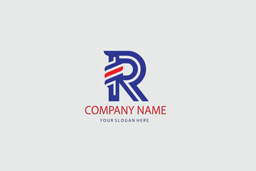 Obraz premium Abstract letter R minimalist style logo. Universal logotype from geometric shapes. Vector illustration.