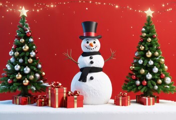 Fototapeta premium Snowman Christmas Tree Decoration