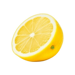 Isolated Lemon Slice with Fresh Yellow Citrus Texture and Detail.