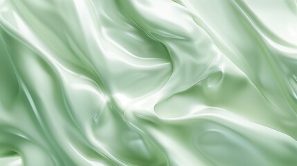 A close-up of swirling light green cream in motion.