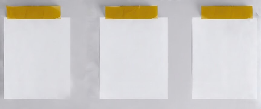 White papers with yellow borders