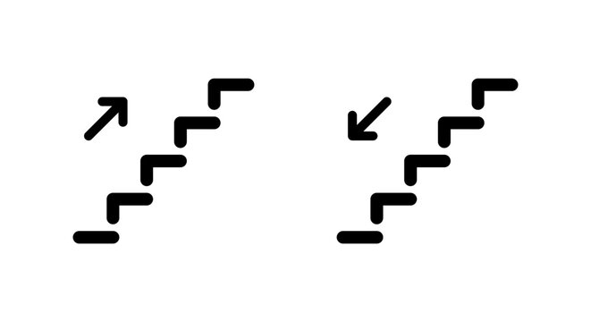 Upstairs and downstairs icon in rounded corner style. Stairs, ladder concept