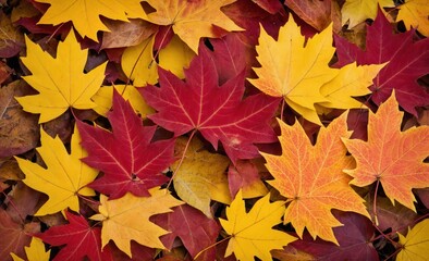 Fototapeta premium Vibrant Colorful Autumn Maple Leaves