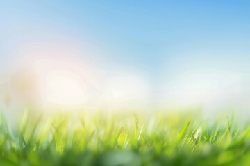 Fototapeta premium Spring meadow with blurred background in sunny weather bokeh