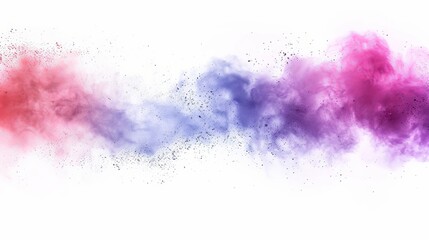 Obraz premium Pastel powder explosion on white background, colorful dust particles splash in realistic photo
