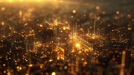 Naklejka premium Golden City Lights Abstract Background.