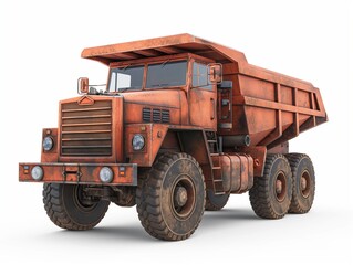 Obraz premium Red dumper industrial truck isolated on the white background. Mining loader.