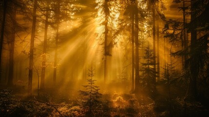 Naklejka premium Golden Forest Sunrise.