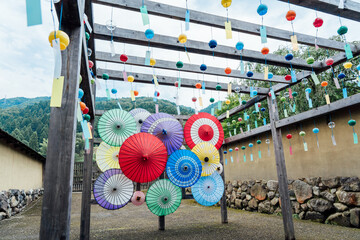 福井市一乗谷朝倉氏遺跡の和傘スカイ