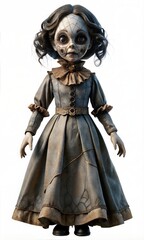 High Resolution Creepy Horror Doll Featuring Eerie Texture Details and Sinister Expression - Disturbing Plush Toy with Ghostly Features and Unsettling Design