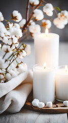 Hygge Decoration with Cozy White Candle