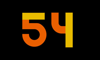 54 Orange Logo Number Half Yellow Simple