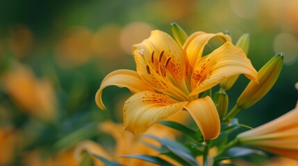 Obraz premium Blooming Yellow Lily Flower.