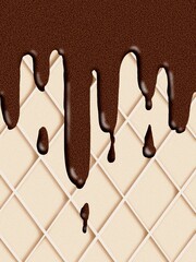 A close-up photo of a melting ice cream cone, with the details emphasized by a grainy texture.