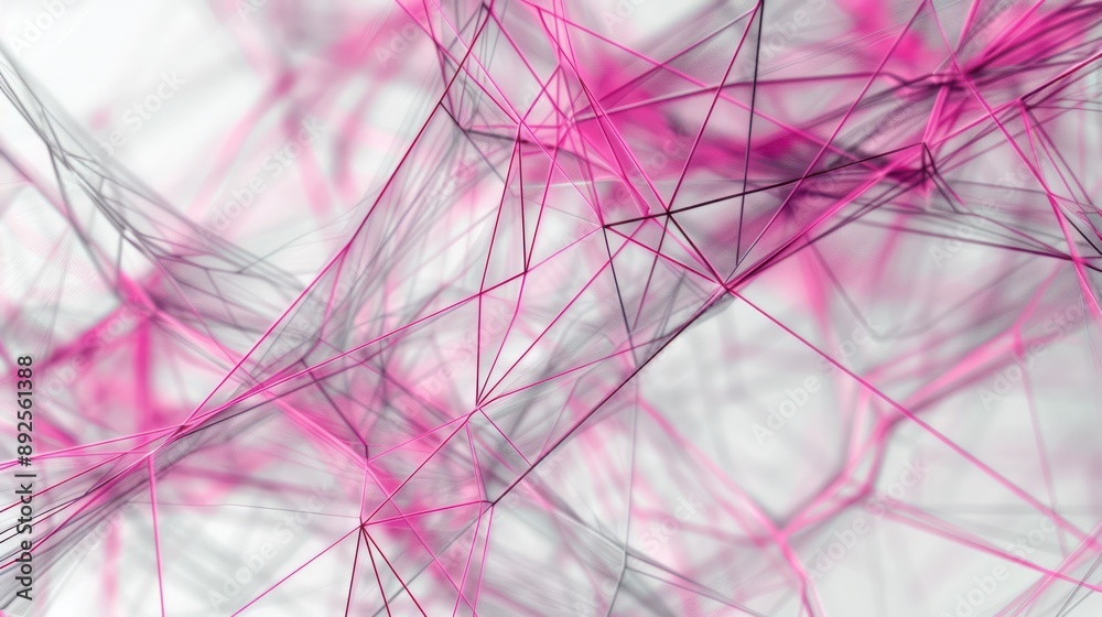Fototapete Intricate network of bright fuchsia and soft grey lines, forming a modern and stylish pattern for text overlays