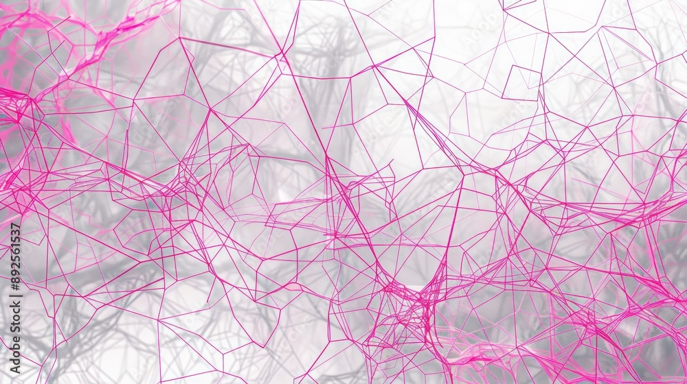 Fototapete Intricate network of bright fuchsia and soft grey lines, forming a modern and stylish pattern for text overlays
