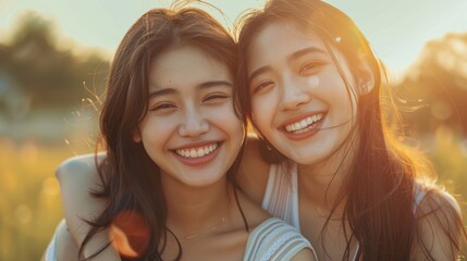 Fototapeta premium Close-up of Two Happy Women Outdoors