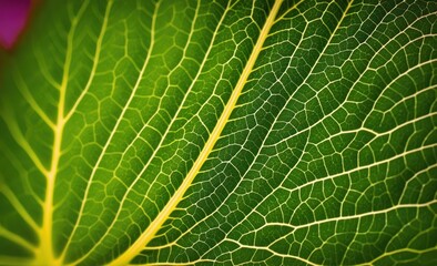 Obraz premium Macro Close-Up of Green Leaf