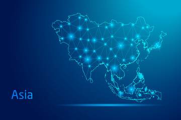 Asia map - concept of communication technology, graphic of low poly. © Arif Hama