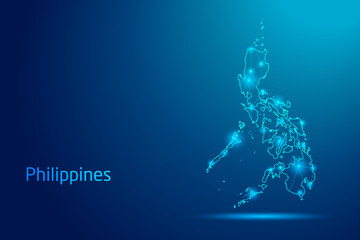 Philippines map - concept of communication technology, graphic of low poly.