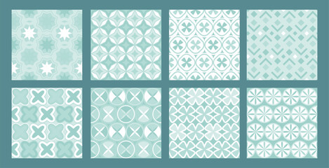 Set of modern abstract geometric patterns. Collection of patterns with simple shapes. Vector illustration