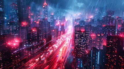 Futuristic Neon Cityscape at Night