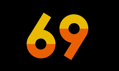 69 Orange Logo Number Half Yellow Simple