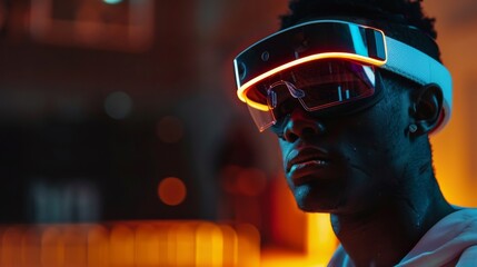 Man wearing futuristic AR headset