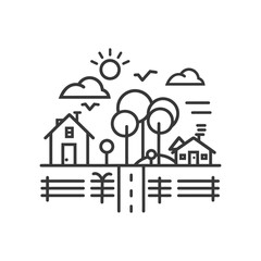 Fototapeta premium village minimalist line art icon logo symbol 