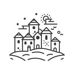 village minimalist line art icon logo symbol 