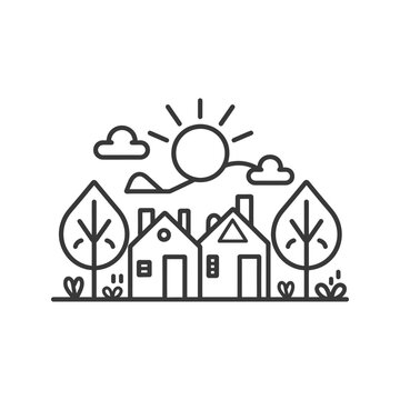 recommend clip art: village minimalist line art icon logo symbol 