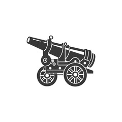 Fototapeta premium vintage old cannon minimalist line art icon logo symbol 