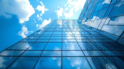 Fototapeta premium Modern Glass Skyscraper Reflecting Sky