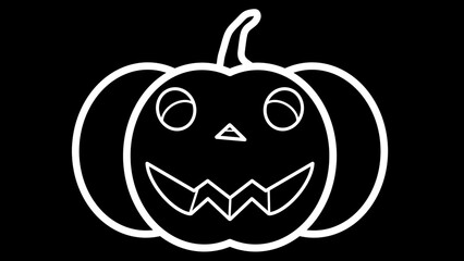 Abstract Off Cute Cartoon Halloween Pumpkin Lantern Outline In Dark Night. Digital Art, Procreate Pocket