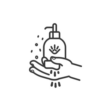 recommend clip art: washing hands with soap minimalist line art icon logo symbol 