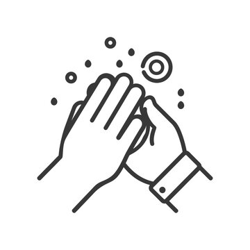 recommend clip art: washing hands with soap minimalist line art icon logo symbol 