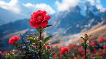Mountain Blooming Red Camellia