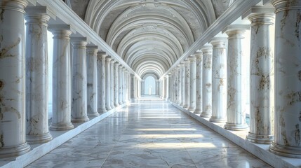 Naklejka premium Marble Pillared Hallway in Grand Architectural Space