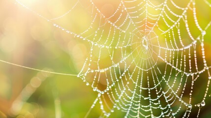 Morning Dew Delicately Adorning a Spider Web