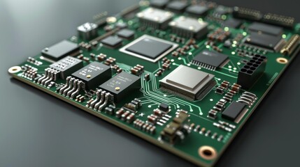 Close-Up of Circuit Board with Electronic Components