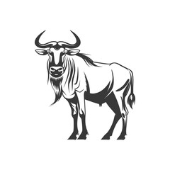 Fototapeta premium wildebeest animal minimalist line art icon logo symbol 