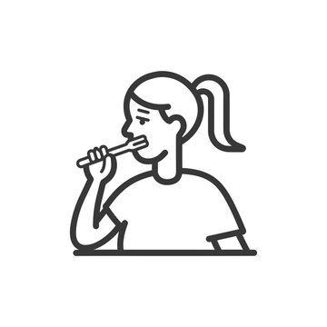 recommend clip art: woman brushing teeth minimalist line art icon logo symbol 