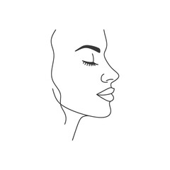 woman face minimalist line art icon logo symbol 