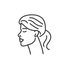 woman head minimalist line art icon logo symbol 