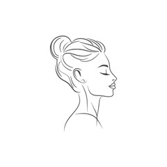 woman head minimalist line art icon logo symbol 