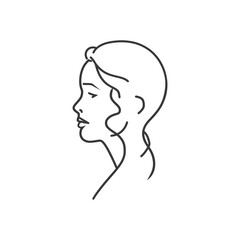 woman head minimalist line art icon logo symbol 