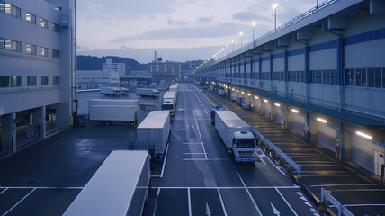Fototapeta premium 活気あふれる日本の物流倉庫の積荷エリア
