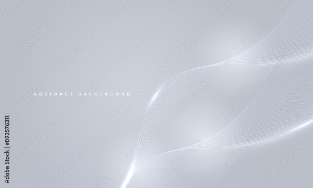 Poster luxury abstract background with silver flowing wavy lines. soft grey modern vector illustration with