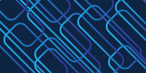 Banner web template design rounded squares geometric dark blue background with space for your text. Vector illustration